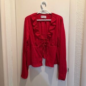No Boundaries Red Ruffled Women's Top